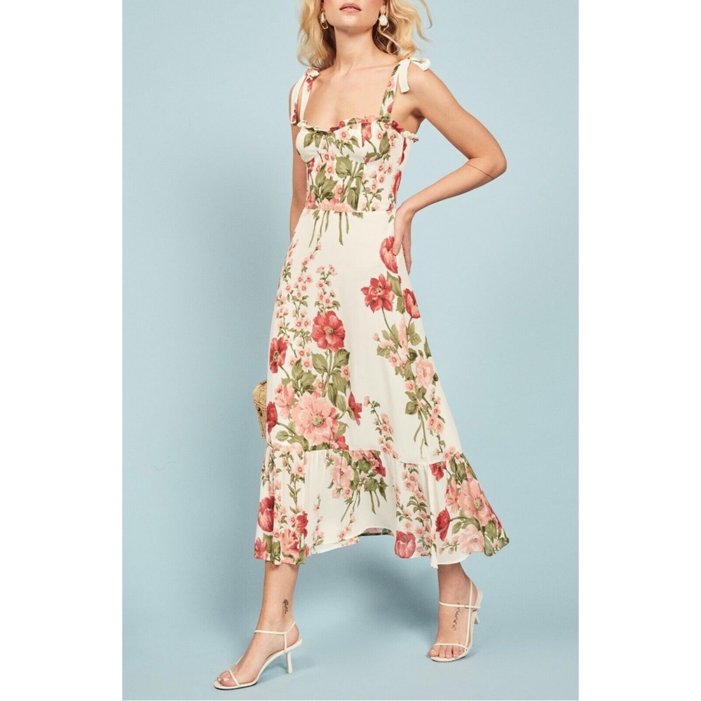 Reformation Nikita Ruffle Shoulder Midi Dress